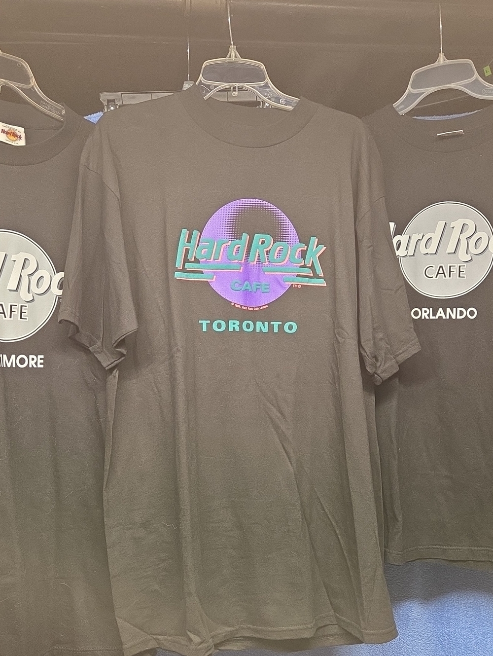 Hard Rock Cafe Black Tee with Teal and Purple Logo